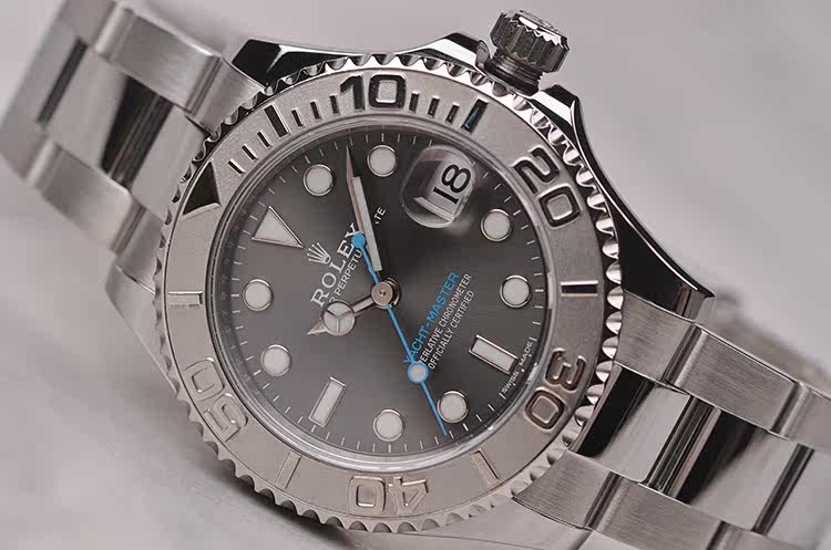 已售出【98新】劳力士游艇名仕型37MM铂金圈灰盘钢带自动腕表268622