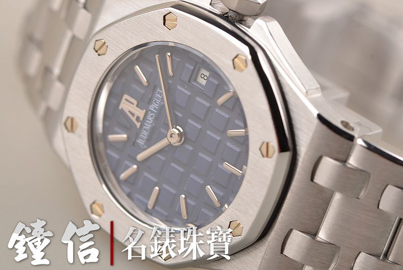 已售出【97新】AP爱彼皇家橡树蓝盘两针日历钢带石英女表