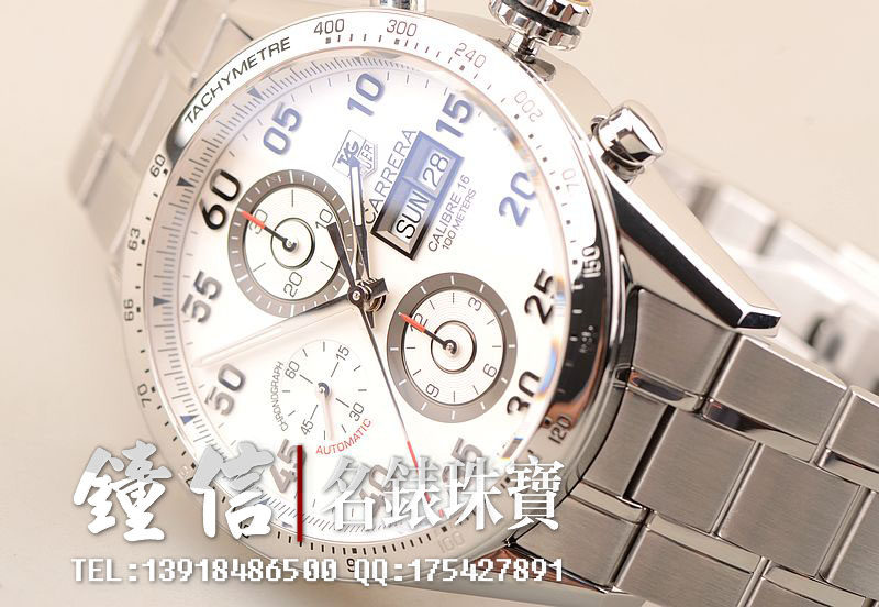 已售出【98新】豪雅卡雷拉星期日历自动机械计时钢带男表CV2A11.BA0796