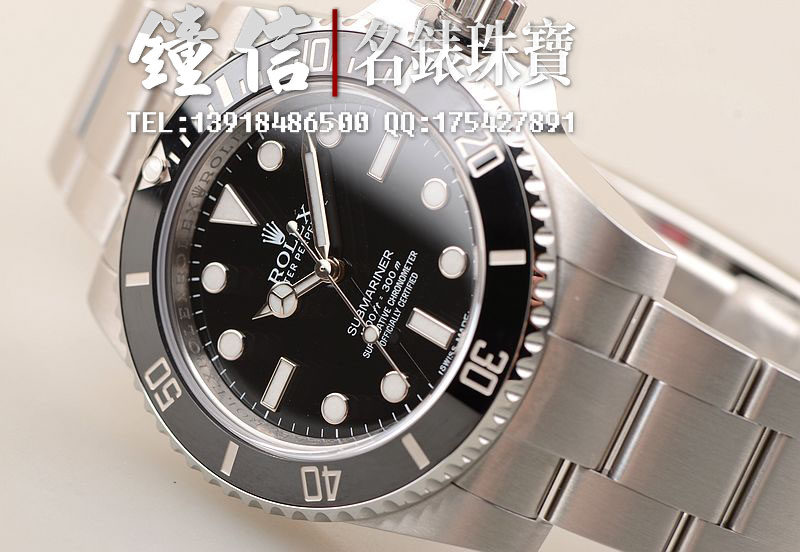 已售出【99新】劳力士无历黑水鬼自动机械男表114060 盒证齐 2012年卡