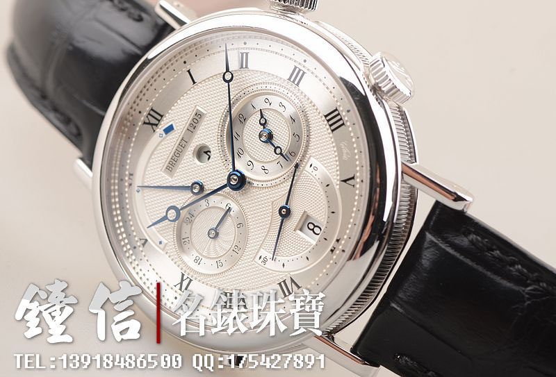 已售出【98新】宝玑经典系列白金闹铃自动机械皮带男表5707bb/12/9v6