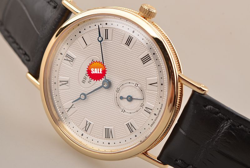 已售出【97新】宝玑黄金小三针手上链机械皮带男表3910ba/15/286