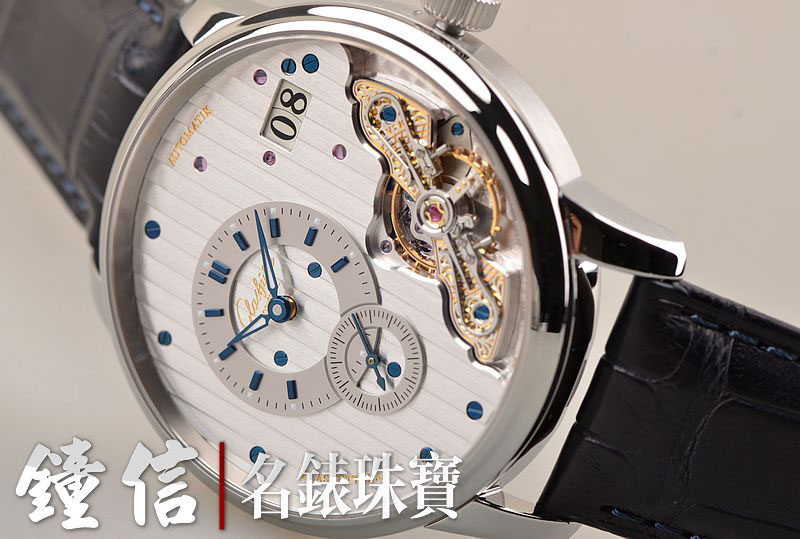 已售出【97新】格拉苏蒂新款鹅颈反作自动机械大日历男表91-02-02-02-30