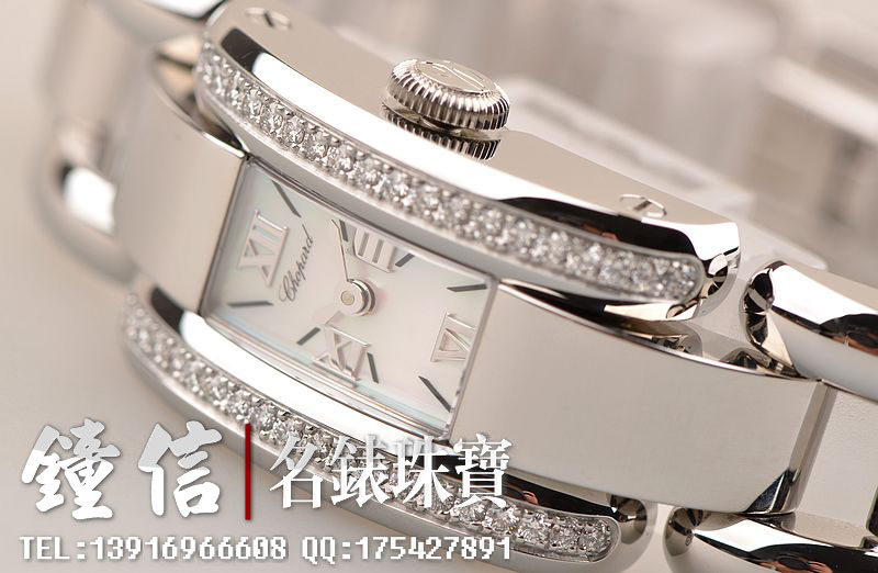 已售出【97新】萧邦LA STRADA系列精钢镶钻贝母盘石英女表418446-3001