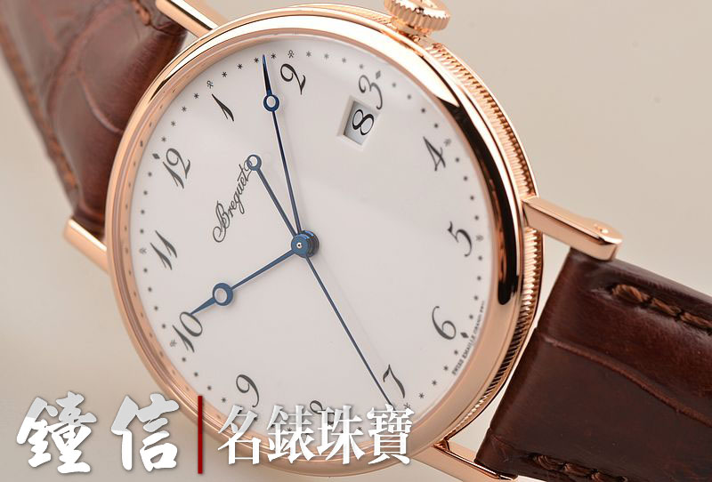 已售出【97新】宝玑玫瑰金大明火珐琅自动机械皮带男表5177BR/29/9V6