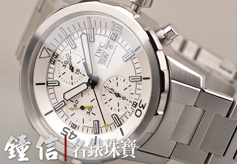 已售出【97新】IWC万国海洋时计白盘自动计时钢带男表IW376802有保修卡