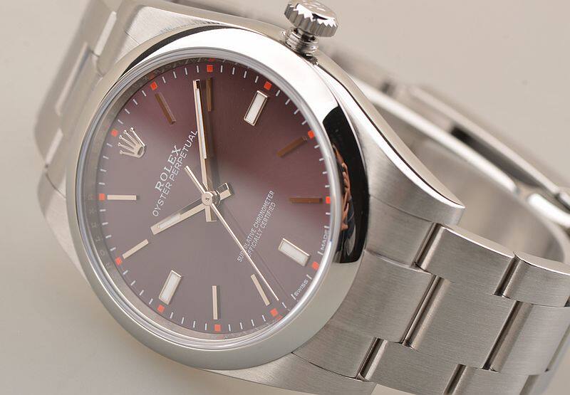 已售出【97新】劳力士蚝式恒动紫色盘钢带自动机械男表114300