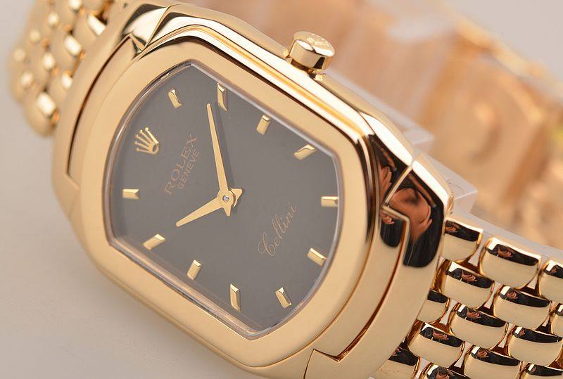 已售出【97新】劳力士切利尼全黄金深啡盘石英女表6631