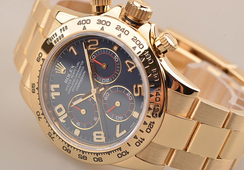 已售出【98新】劳力士全黄金迪通拿蓝盘自动机械计时男表116508全套附件