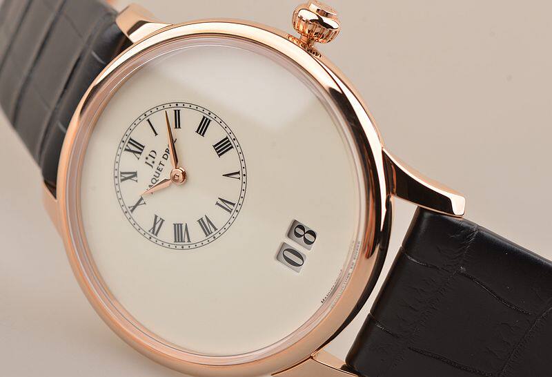 已售出【99新】雅克德罗玫瑰金43MM珐琅盘自动大日历男表J016933200