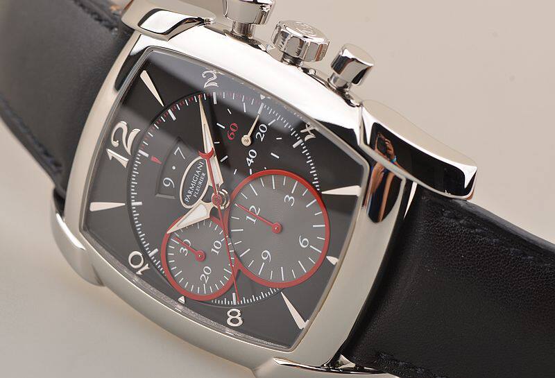 已售出【97新】帕玛强尼黑盘酒桶型自动机械计时男表PF003741.01盒证齐