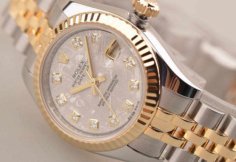 已售出【97新】劳力士金钢日志型陨石盘钻石刻度自动机械女表179173G