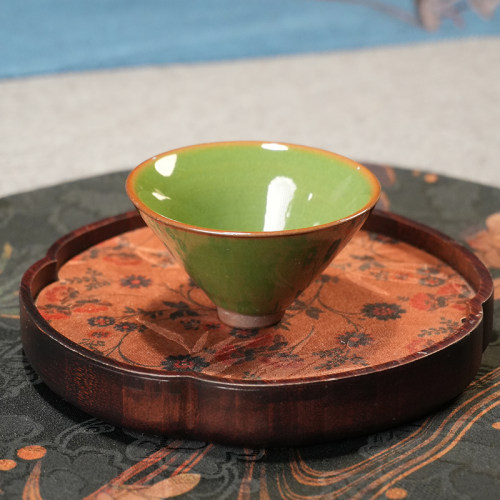 庄垂仁手作绿色茶杯单杯品茗杯