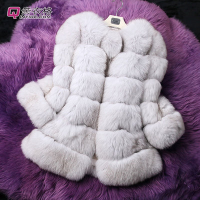 海宁真皮草秋冬装<em>中年</em>女装狐狸毛整<em>皮马甲</em>背心