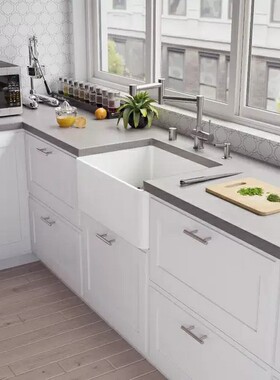 Fireclay24英寸平面现代厨房水槽前置直边陶瓷洗菜盆农舍火泥水槽