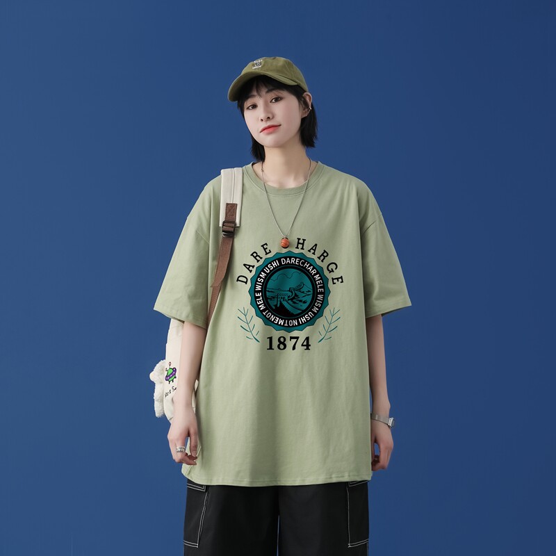 T1759P25中性100%棉2022新款短袖T恤男字母印花青春休闲T恤,男装T恤,星座510A-1