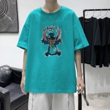 T1761P25港风100%棉2021新款短袖T男涂鸦史迪仔印花青春休闲T恤，男装T恤，星座510A-1