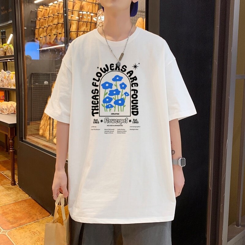 T3579P25夏季韩版潮流oversize五分袖已爆印花图案短袖t恤,男装T恤,星座510A-1