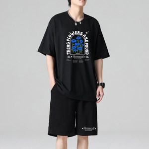 TZ3502休闲运动套装轻奢时尚感男士短袖t恤男夏季薄款潮牌短裤图片