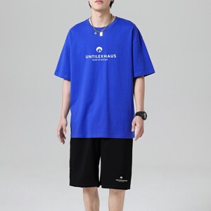 TZ3501轻奢时尚感男士短袖t恤男夏季薄款潮牌短裤休闲运动套装图片