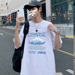 T3354P25克莱因蓝T 仓库一件起正常配送中男港风T恤落肩款宽松T恤图片