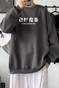 Y2428P38秋冬 圆领潮牌印花上衣打底衫直筒长袖卫衣 港风图片