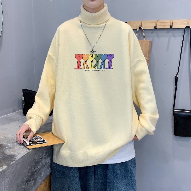 MG2804P65高领毛衣男士秋冬季韩版潮流港风ins情侣百搭宽松针织衫图片