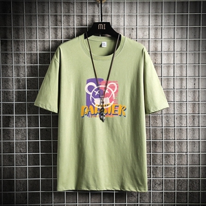 T1734网格挂拍 男士夏季潮流潮牌潮印花半袖体恤上衣服男士T图片