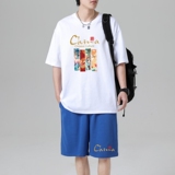 白上衣+湖蓝裤子