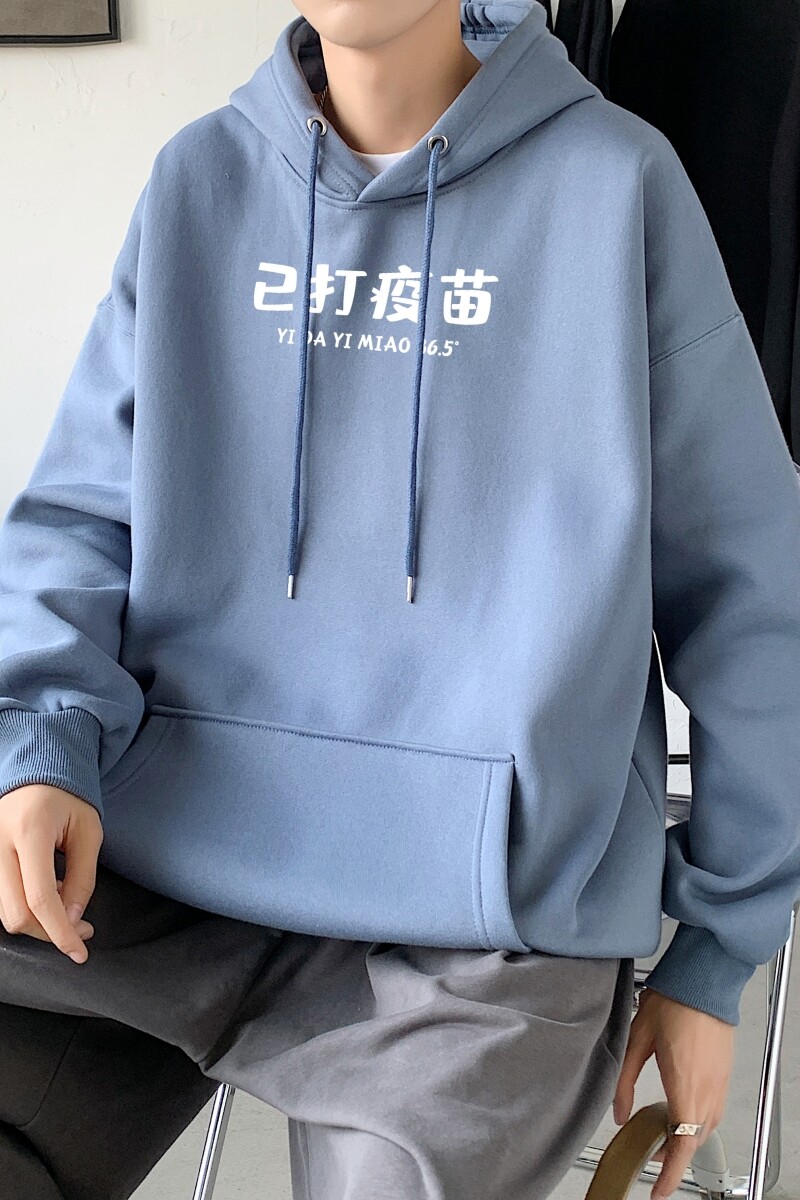 L2429P48秋装21中性纯色连帽卫衣套头宽松外套情侣装打底帽衫,男装卫衣,星座510A-1