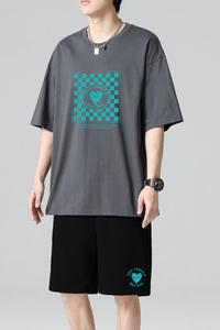 TZ3508休闲运动套装轻奢时尚感男士短袖t恤男夏季薄款潮牌短裤图片