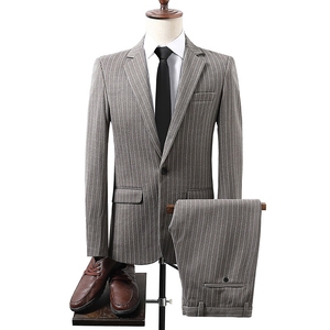 T2Z8630P150新款男士西服套装韩版休闲二件套条纹男西装外套图片