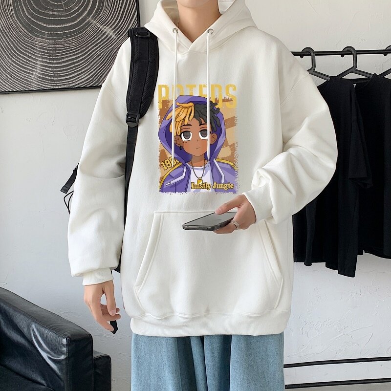 LD5671P38潮流运动休闲宽松学生美式复古印花卫衣男连帽高街潮牌,男装卫衣,星座510A-1