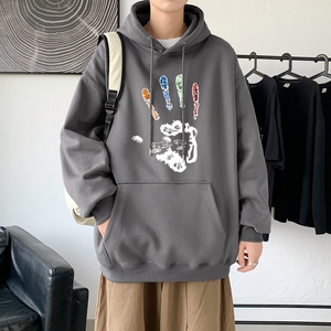 L2461P48港风 2022秋冬新款大码潮男连帽情侣卫衣男连帽外套图片