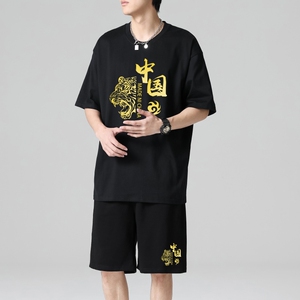 TZ3506短袖t恤男夏季薄款潮牌短裤休闲运动套装轻奢时尚感男士图片