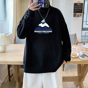 MG2810P65高领毛衣男春秋新港风ins潮流宽松慵懒风打底针织衫图片