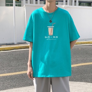 T3328P25落肩款宽松T恤克莱因蓝T男港风T恤仓库一件起正常配送中