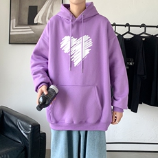 L2611P48秋装21中性纯色连帽卫衣套头宽松外套情侣装打底帽衫，男装卫衣，星座510A-1