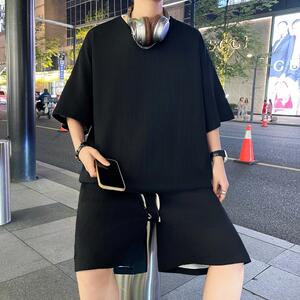TZ8301P45休闲套装男短袖t恤运动帅气百搭两件套宽松五分短裤潮图片