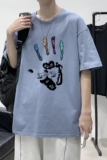 T2228P25港风室内纯棉男短袖港风净版潮印花宽松休闲情侣装T恤，男装T恤，星座510A-1