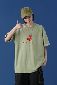 T2298P25中性模特短袖ins潮牌潮流薄款衣服港风宽松圆领半袖体恤图片