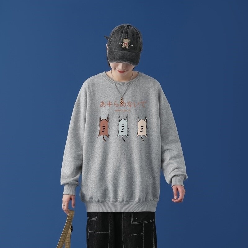 Y2839P38中性模特秋季ins潮男潮趣印花卫衣时尚圆领宽松上衣,男装卫衣,星座510A-1