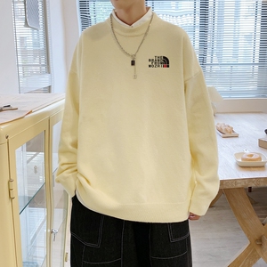MD2813P55印花毛衣男秋季潮牌ins宽松慵懒高领针织衫潮流圆领线衣图片