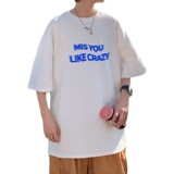 T3300P25男士港风T恤落肩款宽松T恤模糊字母印花男T中性风印花T恤，男装T恤，星座510A-1