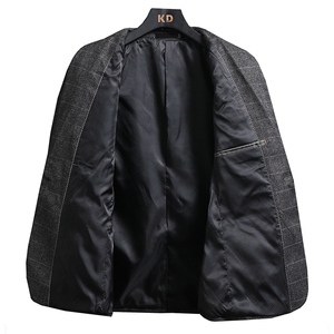 T2Z8627P150格子外套单排扣修身西装秋冬季休闲韩版西服套装现货图片