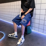 DN3910浴室景牛仔短裤男宽松休闲韩版日系港风潮牌工装短裤男，男装牛仔裤，星座510A-1