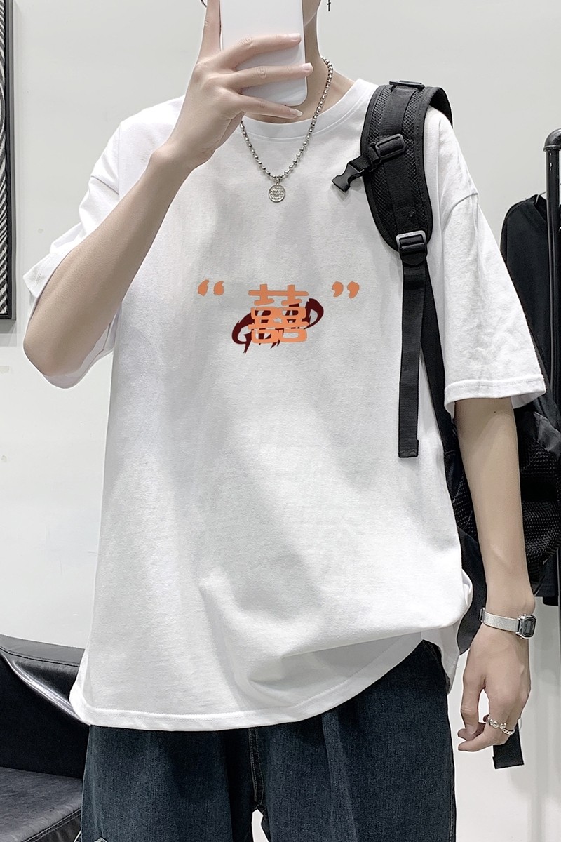 T1705P25港风100%棉2022新款短袖T恤男印花青春休闲,男装T恤,星座510A-1