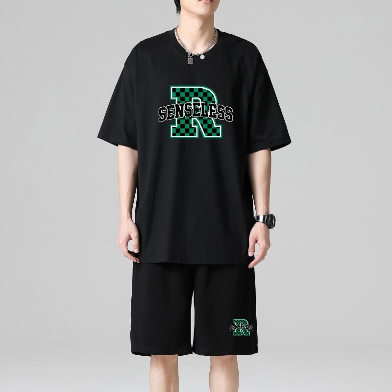 TZ3515短袖t恤男夏季薄款潮牌短裤休闲运动套装轻奢时尚感男士,男装休闲套装,星座510A-1
