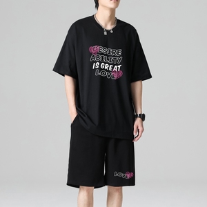 TZ3512休闲运动套装轻奢时尚感男士短袖t恤男夏季薄款潮牌短裤图片