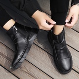 X2725P35秋冬款马丁靴男英伦风高帮男鞋黑色休闲皮靴子潮流短靴男，男鞋马丁靴，星座614-1